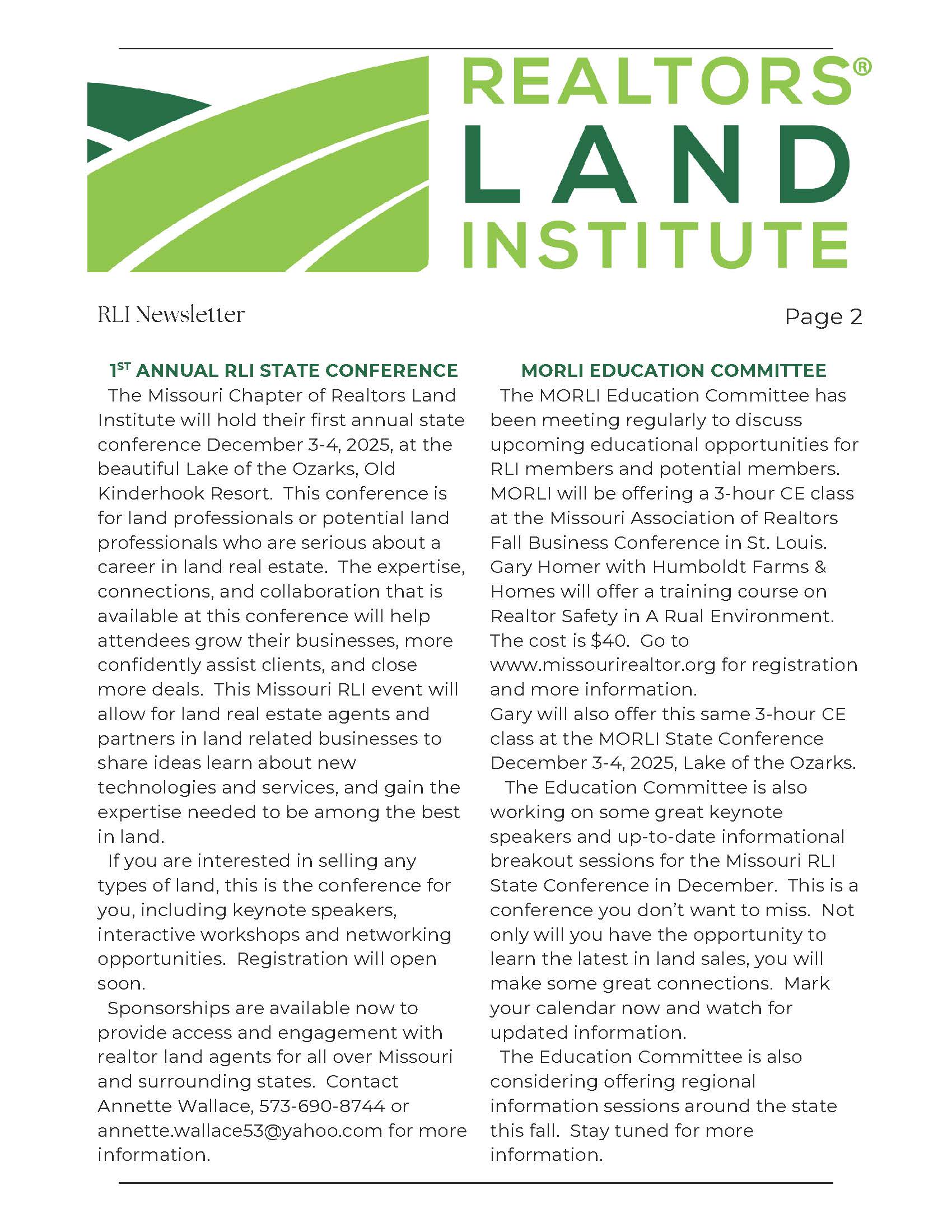 Missouri Chapter Newsletter Page 2